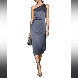 Reiss Eden Satin One-shoulder Dress size 6